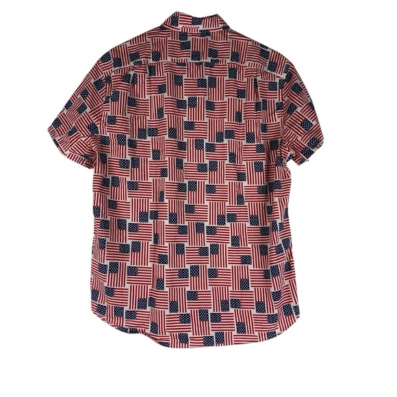 J Crew Factory American Flag Printed Shirt Large Red White Blue AO575 - Picture 3 of 8